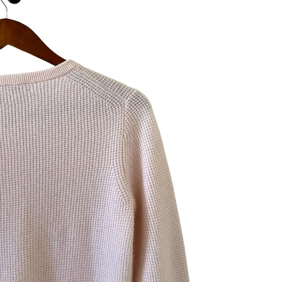 White + Warren Cashmere Waffle Henley Sweater In Pink Sand Size S - Picture 12 of 15